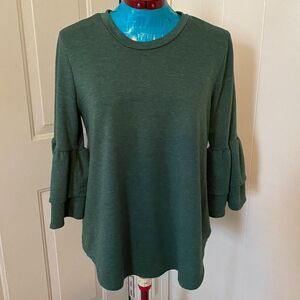 First Love layered Bell Sleeve Scoop Neck Pullover Womens Top